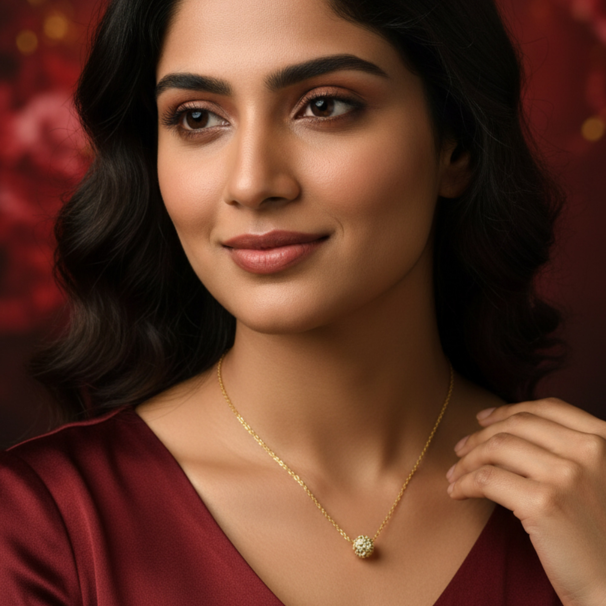 Diamond & Gold Round Necklace