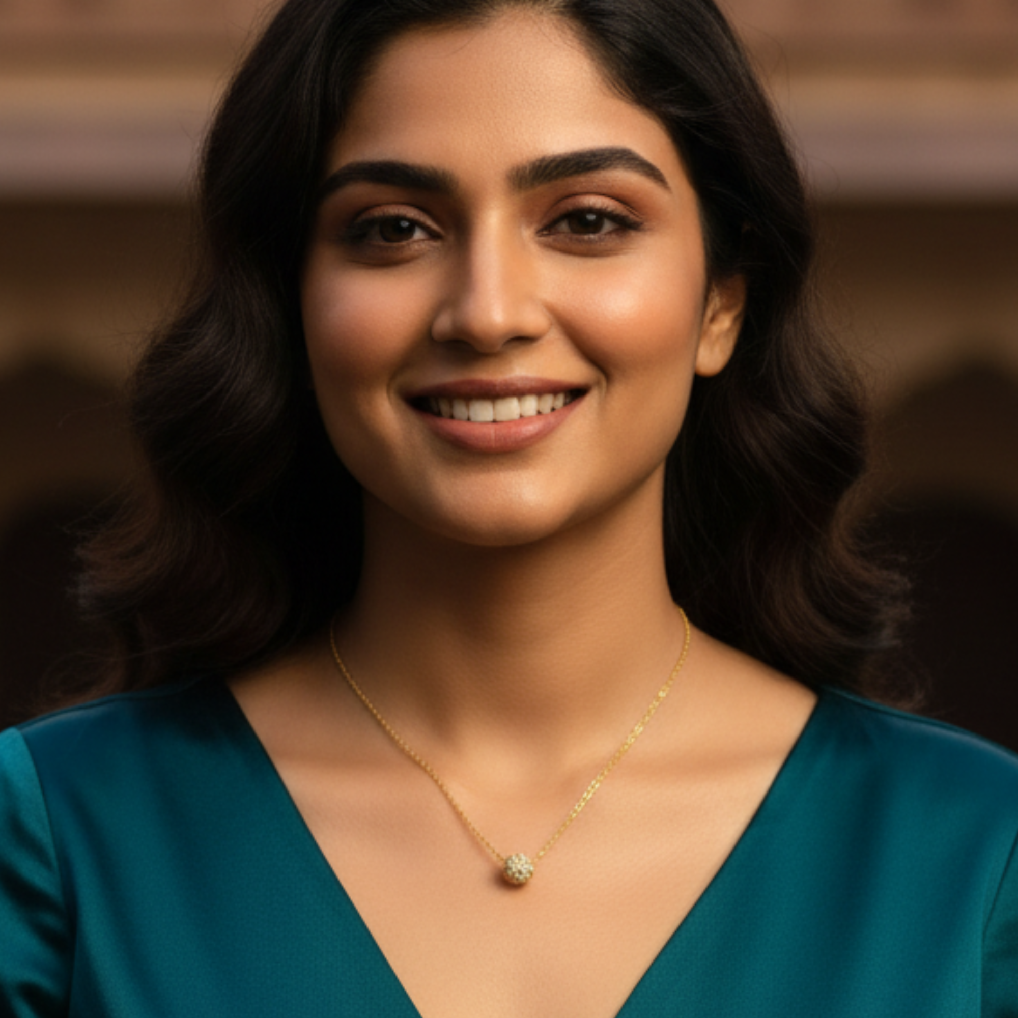 Diamond & Gold Round Necklace