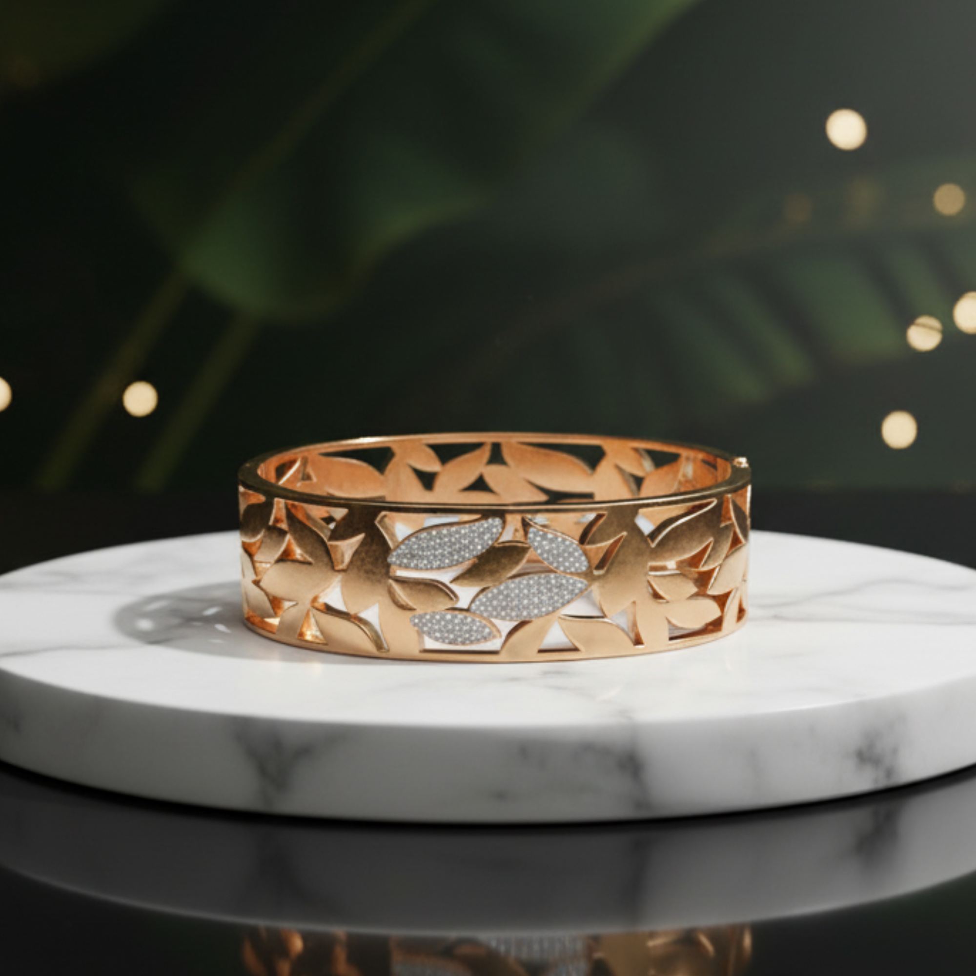 Diamond Leaf Gold Bracelet