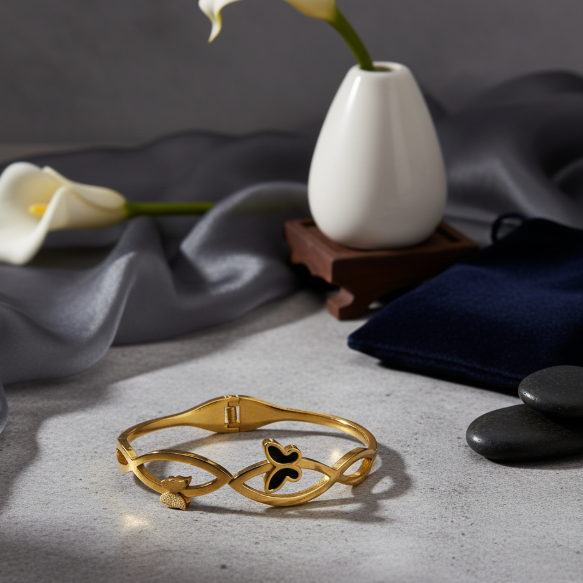 Twin Butterflies Black & Gold