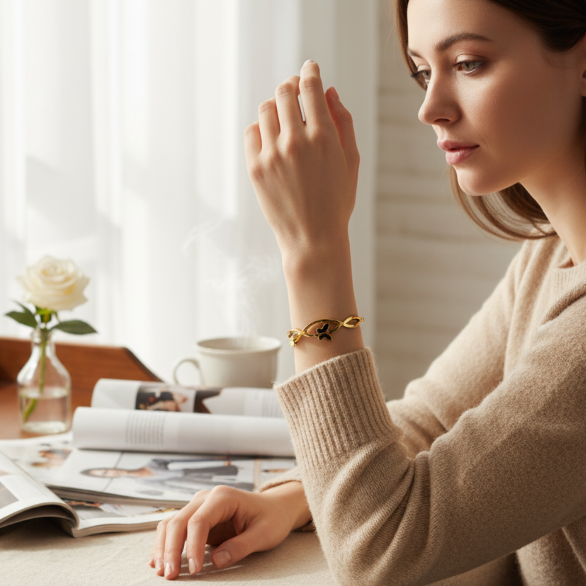 Twin Butterflies Black & Gold