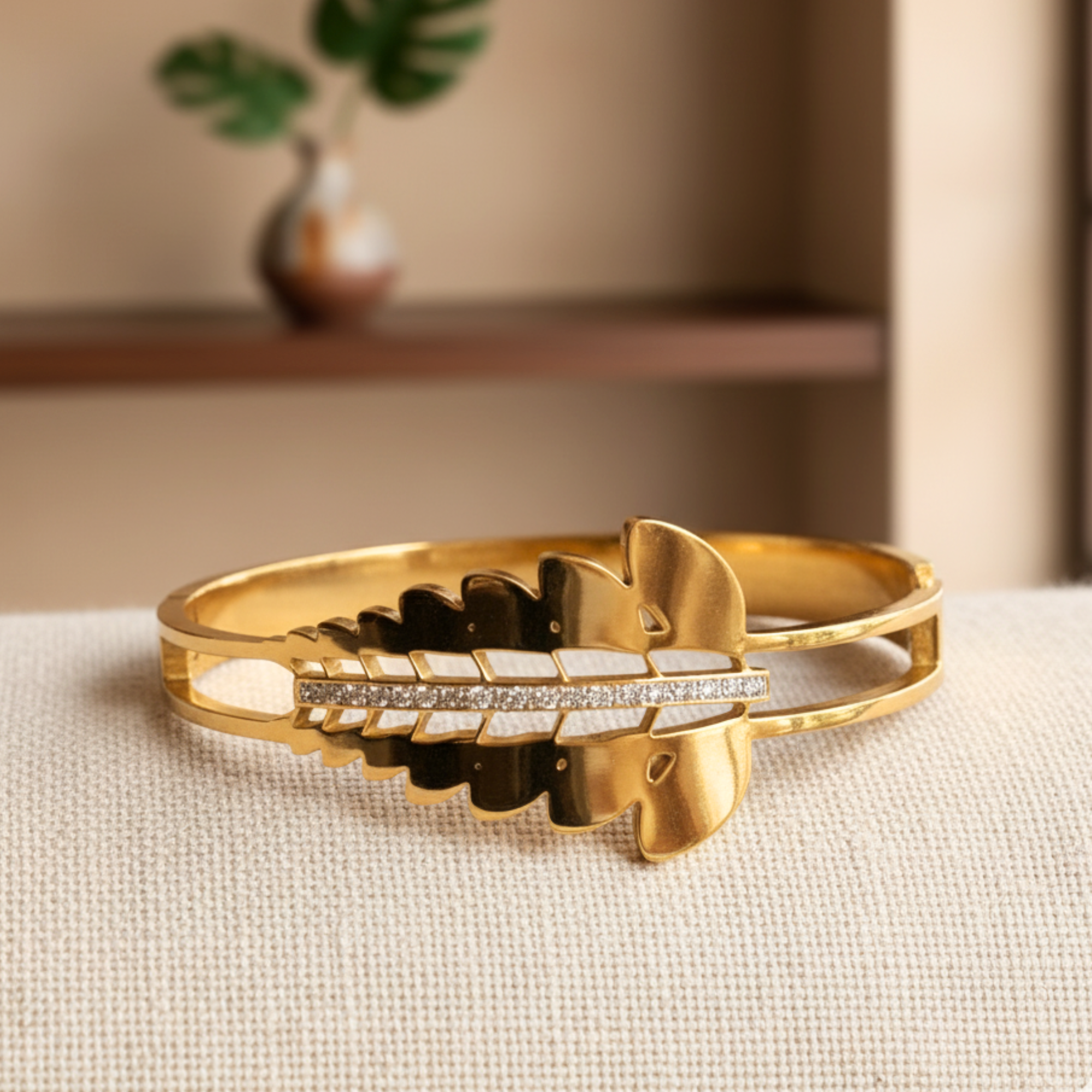 Gold Leaf With Diamonds