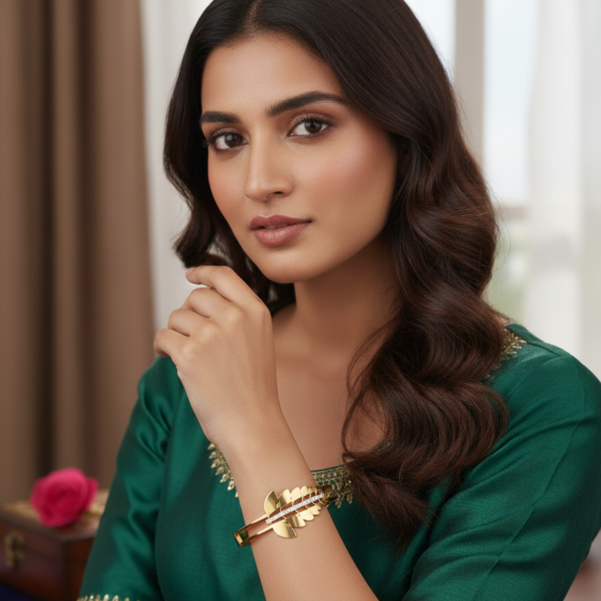 Gold Leaf With Diamonds