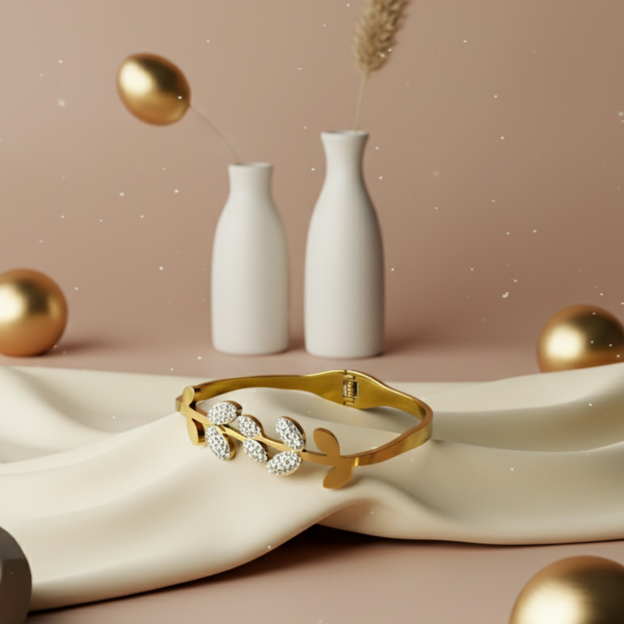 Gold Leafs With Diamond