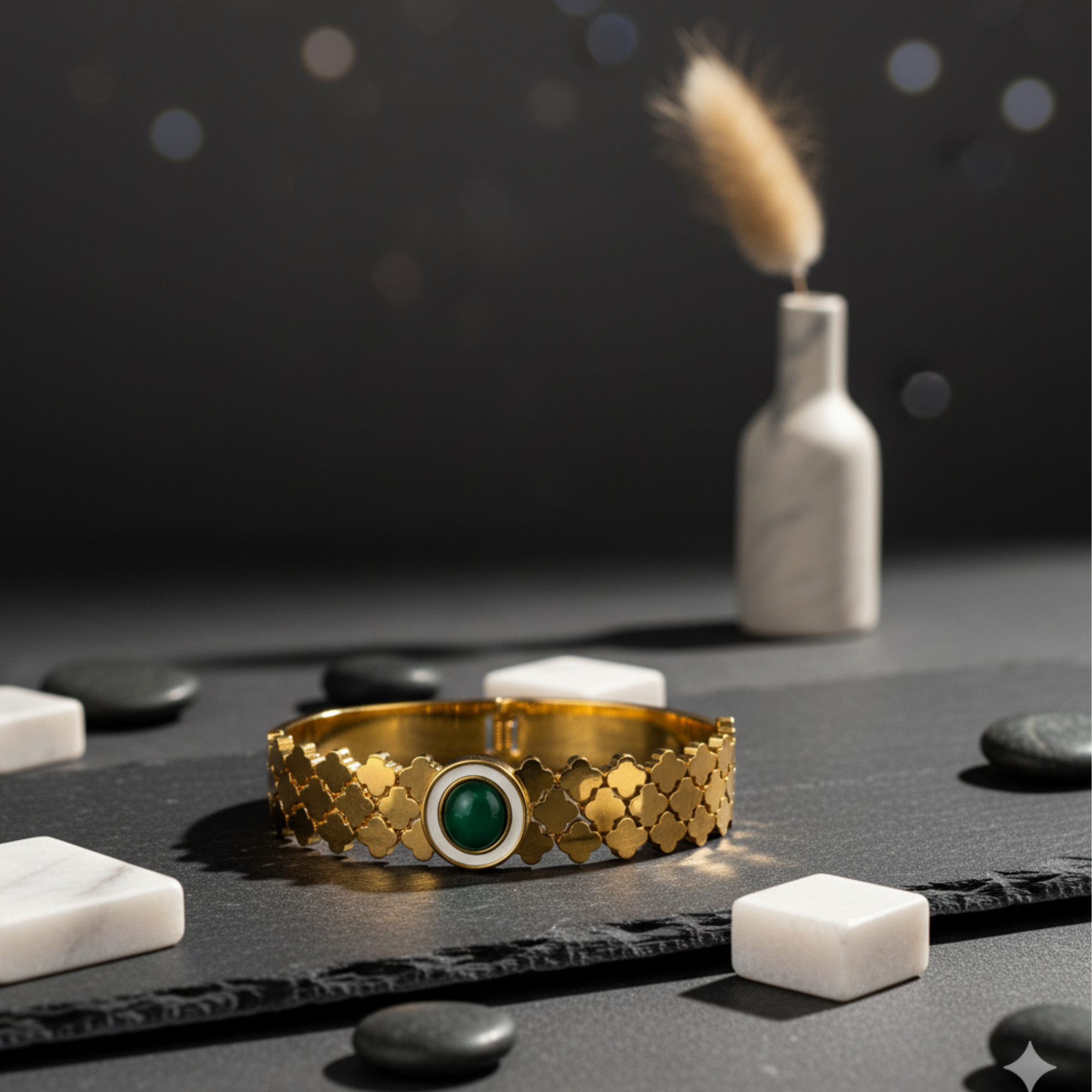 Green Stone With Gold