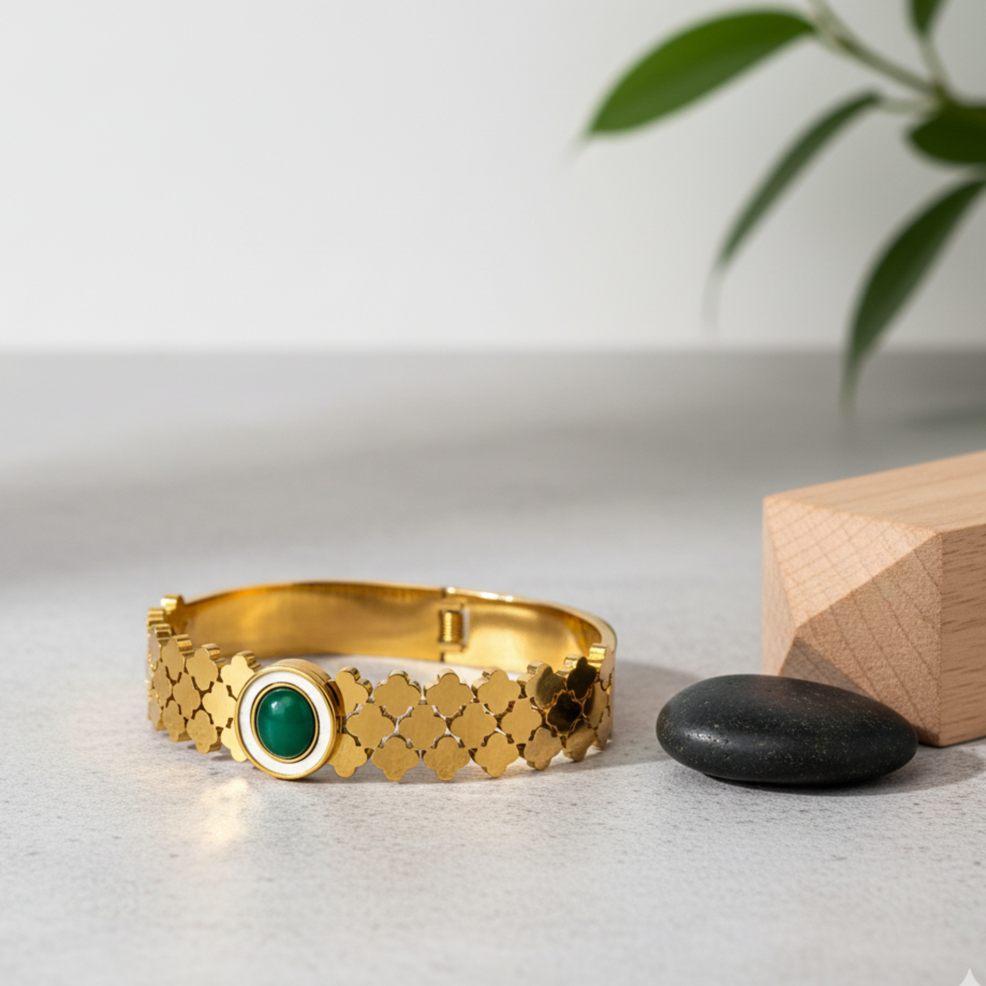 Green Stone With Gold