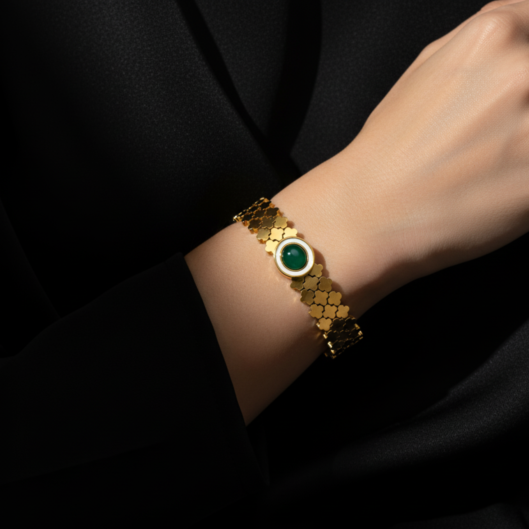 Green Stone With Gold