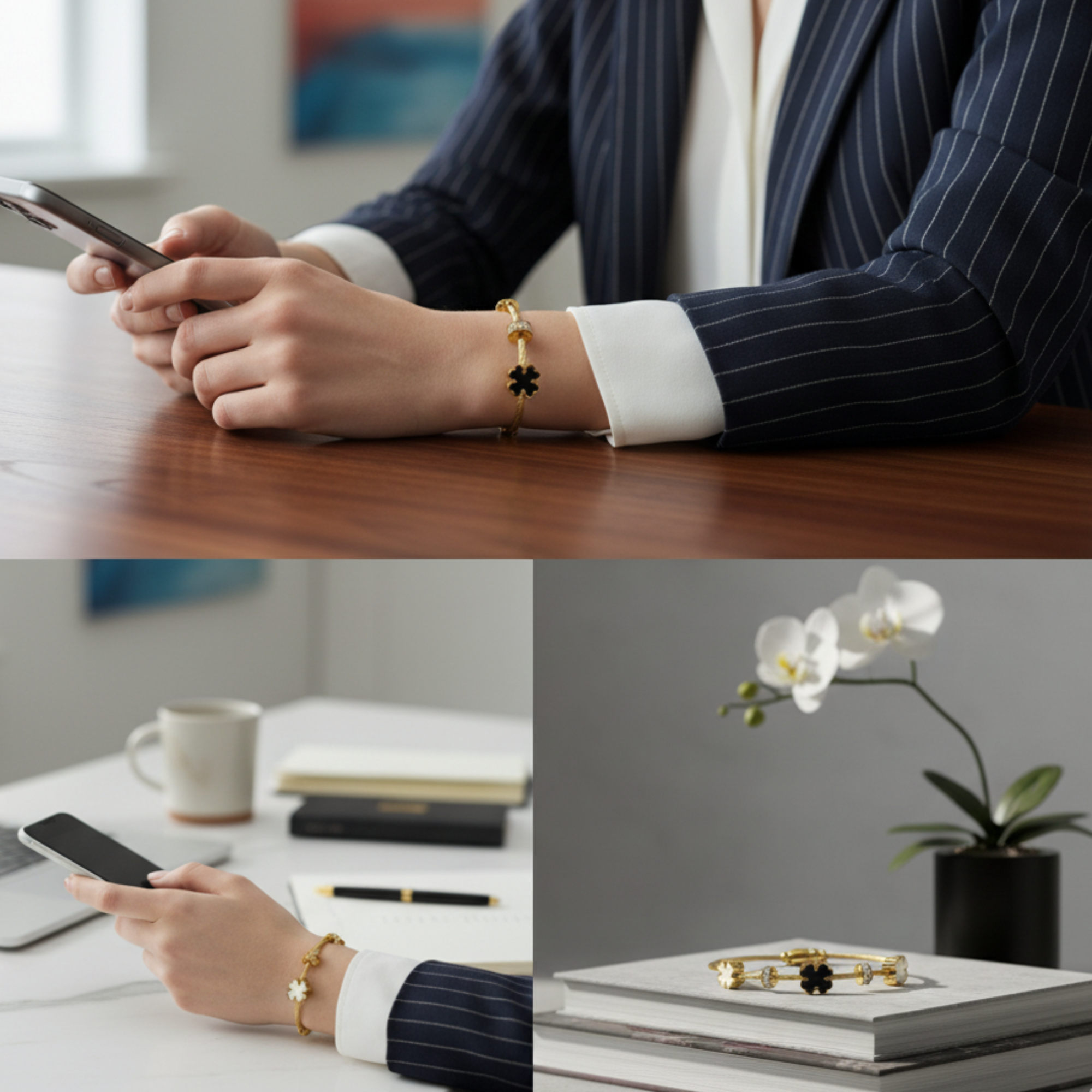 Clover Charm Bracelet – Dual-Tone Elegance