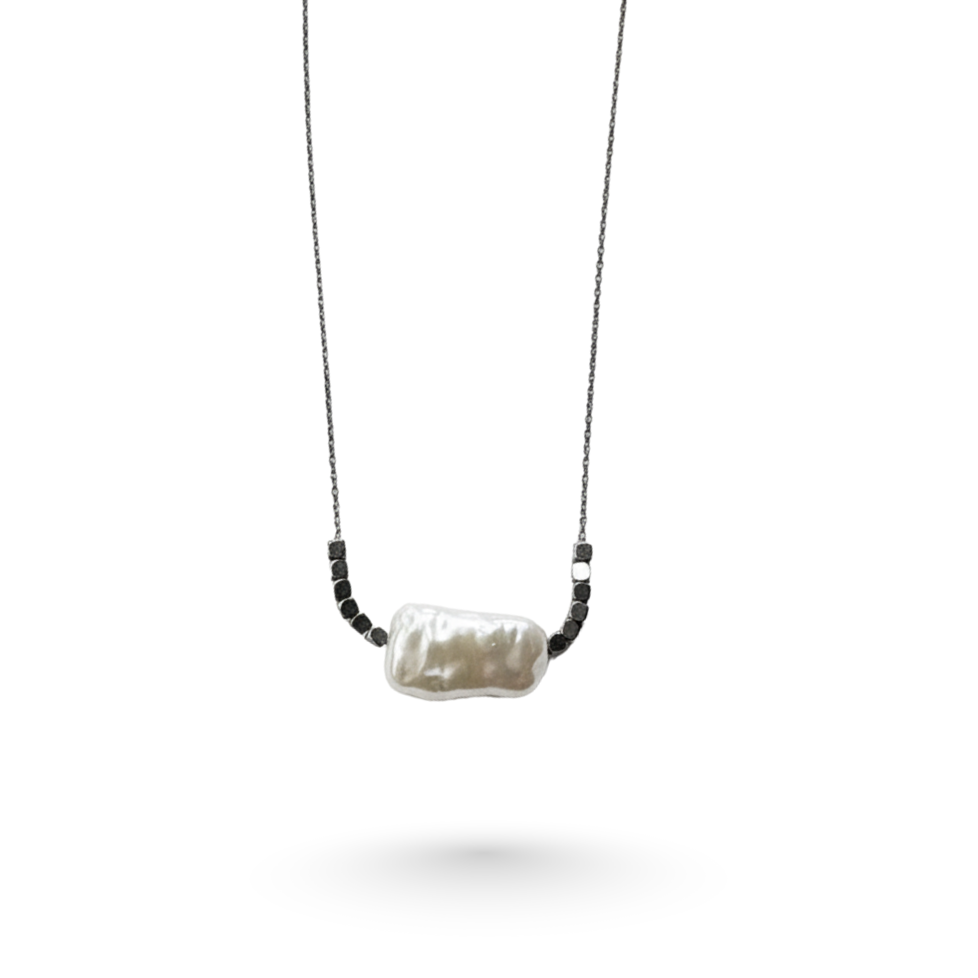 Minimalist Pearl & Black Bead