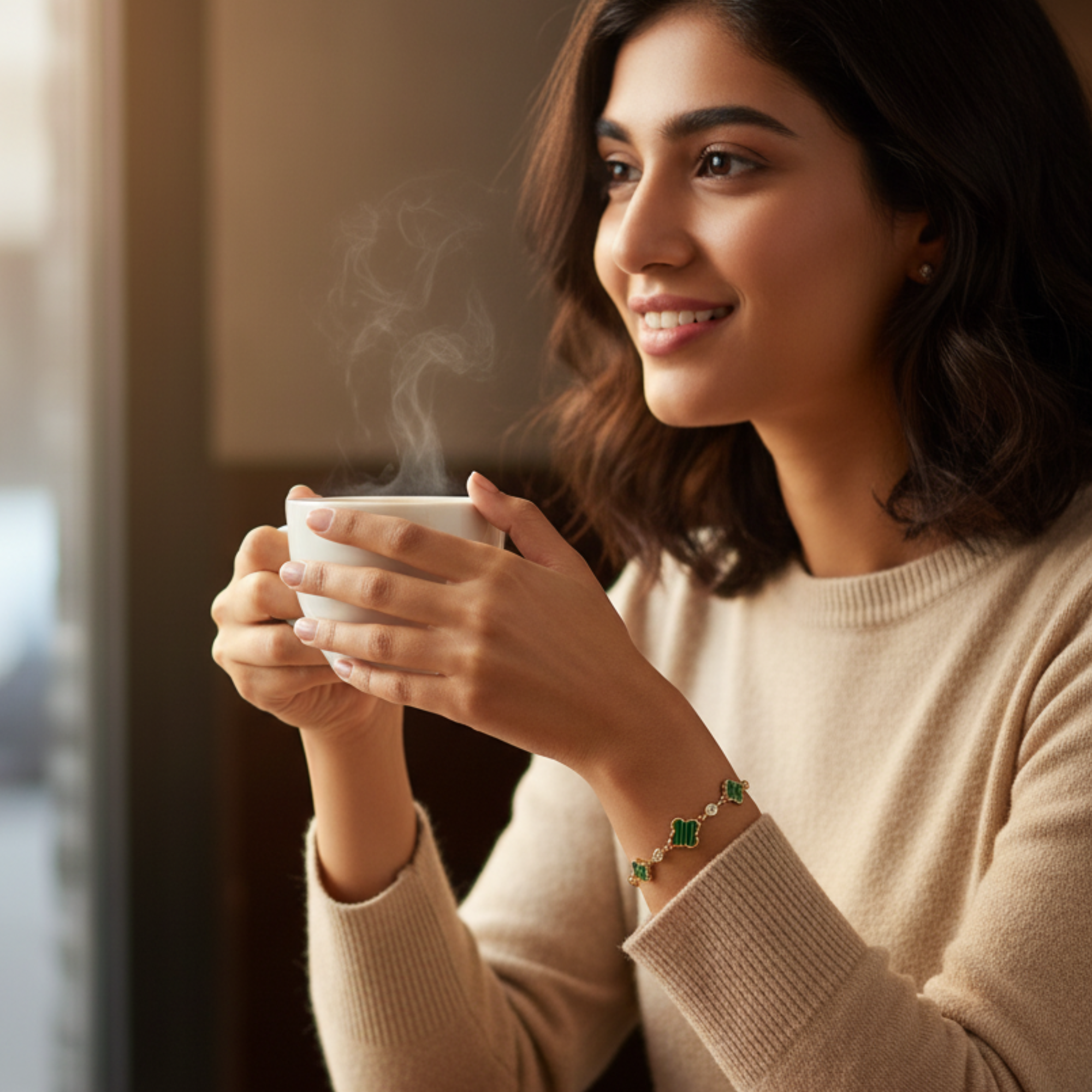 Green Emerald Clover Charm