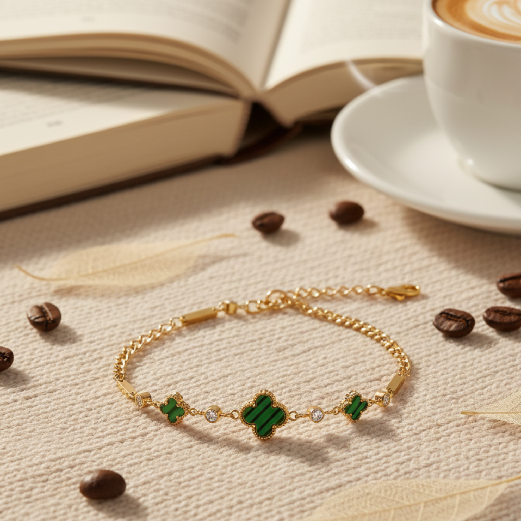 Green Emerald Clover Charm