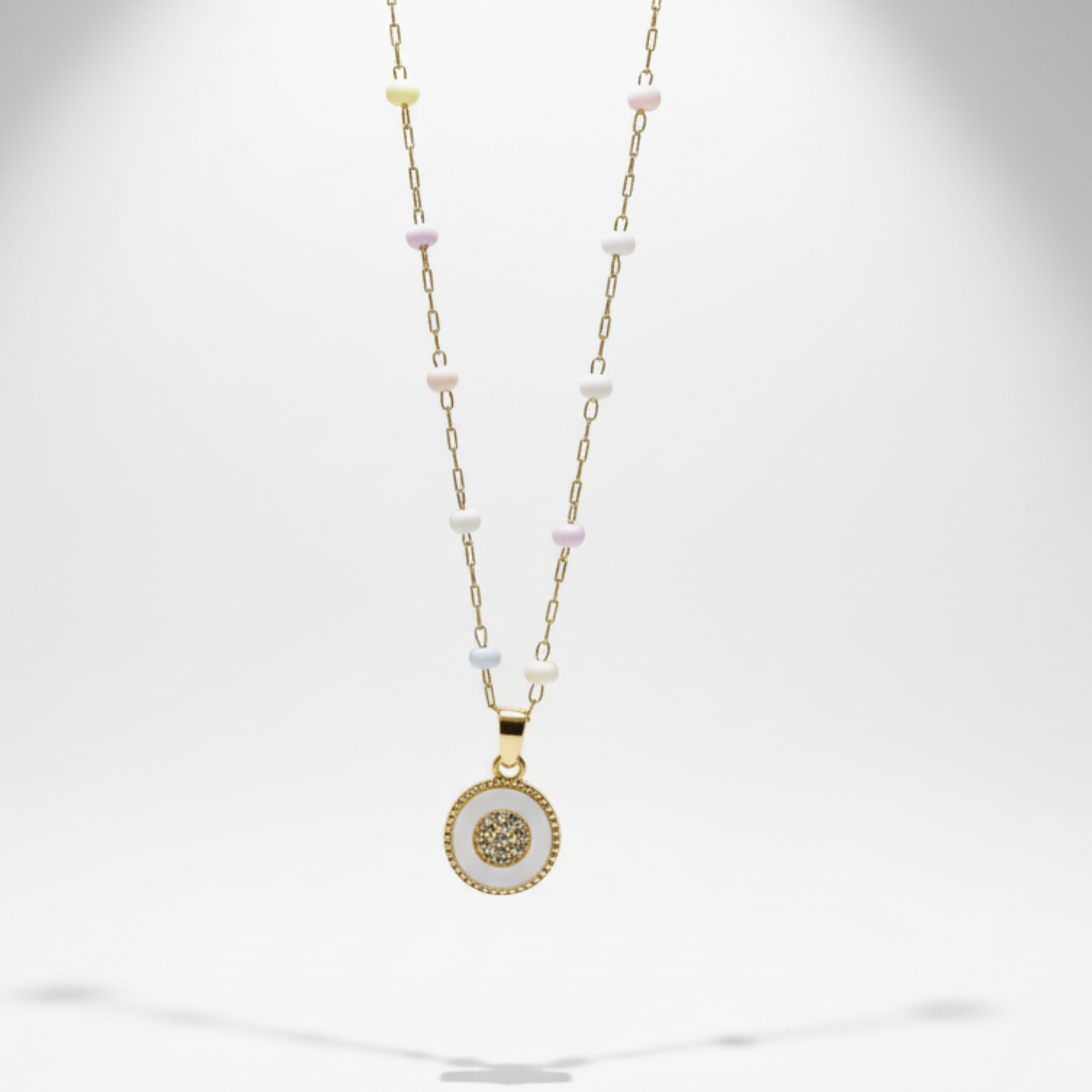 Chic Multicolor Beaded Gold Pendant